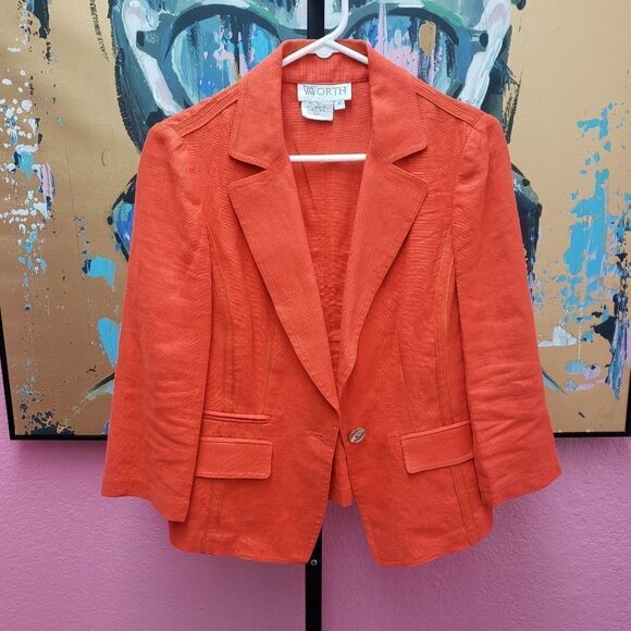 Worth Orange Linen Blazer - Picture 1 of 3